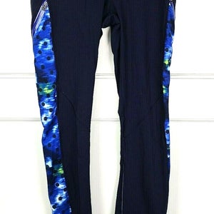 Lululemon Rain-On Train-On Women's Black Blue Full Length Leggings Pants Size: 4