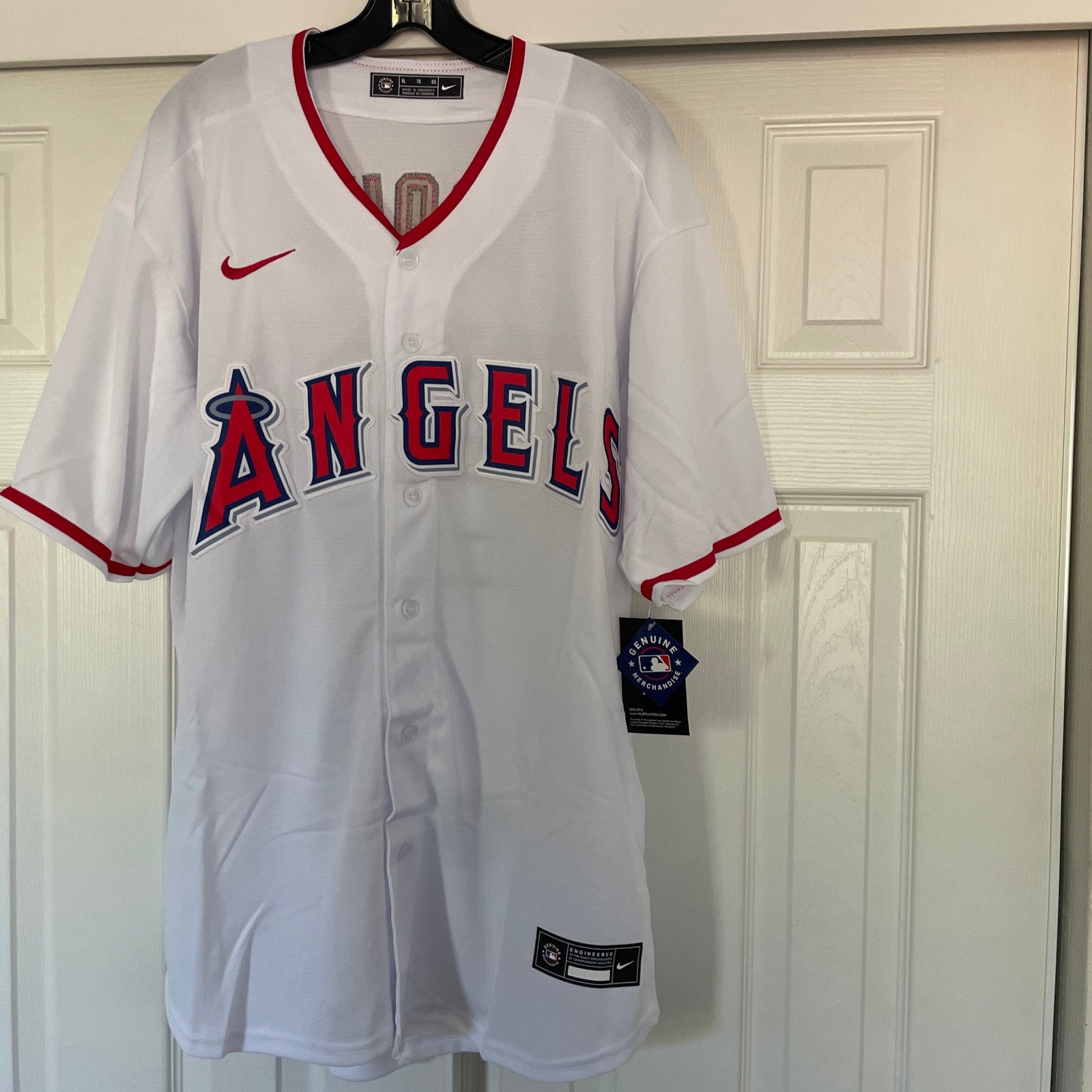 NEW Nike Los Angeles Angels Mike Trout White Baseball Jersey SEWN LA Men XL