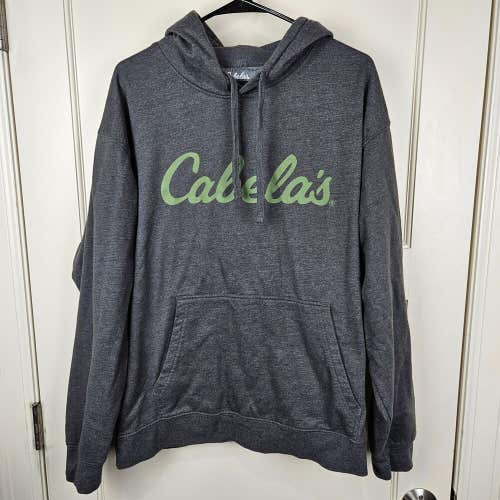 Cabela’s Gray Spellout Long Sleeve Pullover Hoodie Outdoors Hiking Adult Size XL