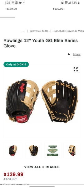 Used 2021 Rawlings Right Hand Throw Outfield GGE12HBCPT Baseball Glove 12"