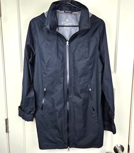Spyder Women's Surge 2.5L Wind Rain Jacket Hooded Black Full Zip Long Size: L