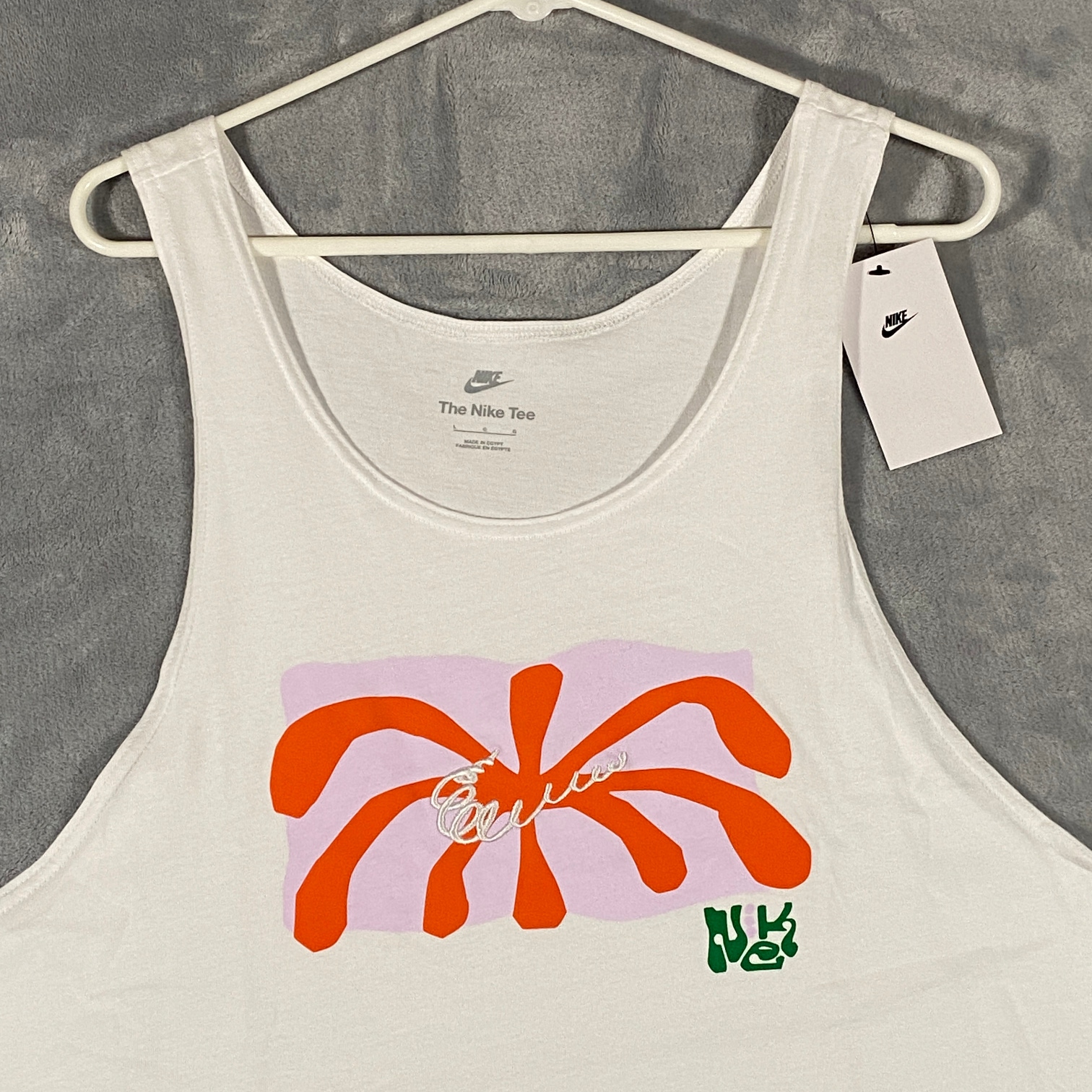 NIKE Sportswear Tank Top Mens Large White Spring Break Embroidered Colorful New