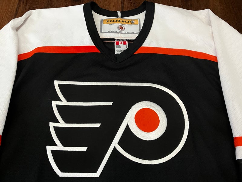 PHILADELPHIA FLYERS WHITE MICRO MESH Size Large NHL Hockey JERSEY