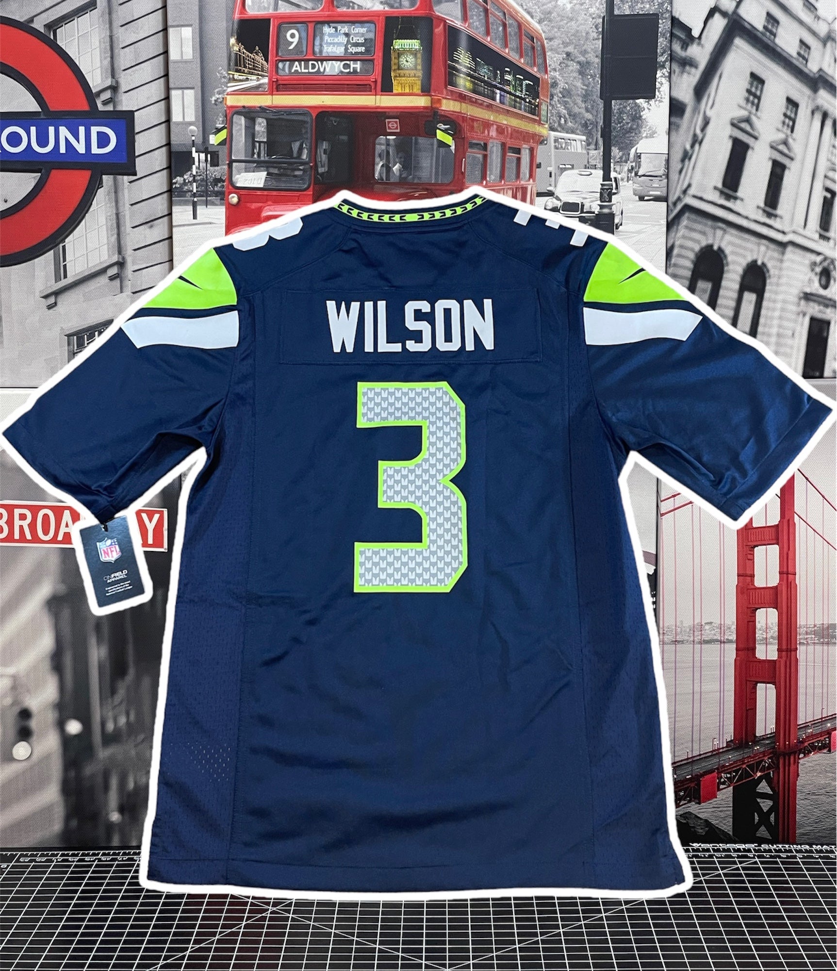 Seattle Seahawks Russel Wilson Nike Football Jersey Mens Blue Size