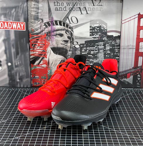 Adidas Adizero Afterburner 8 Bright Orange Black Baseball Cleats Men's Sz 10.5