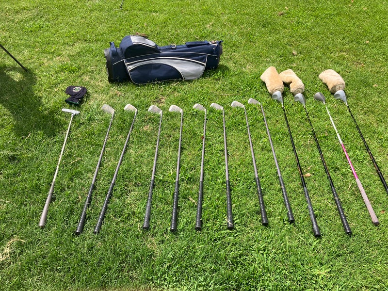 Left hand woman’s golf clubs and bag