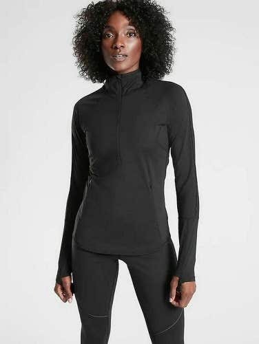 Athleta Eclipse Half ZIp Shirt Workout Wicking Breathable Women's Black Size: XL