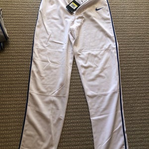 Nike Swingman Baseball Pants White with Blue side stripe