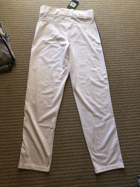 Nike Swingman Baseball Pants White with Blue side stripe