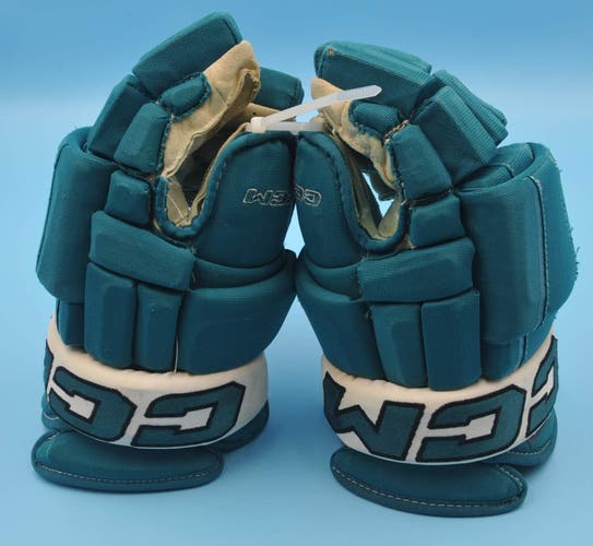 San Jose Sharks Pouliot Teal Game Worn Pro Game-Used Gloves NHL