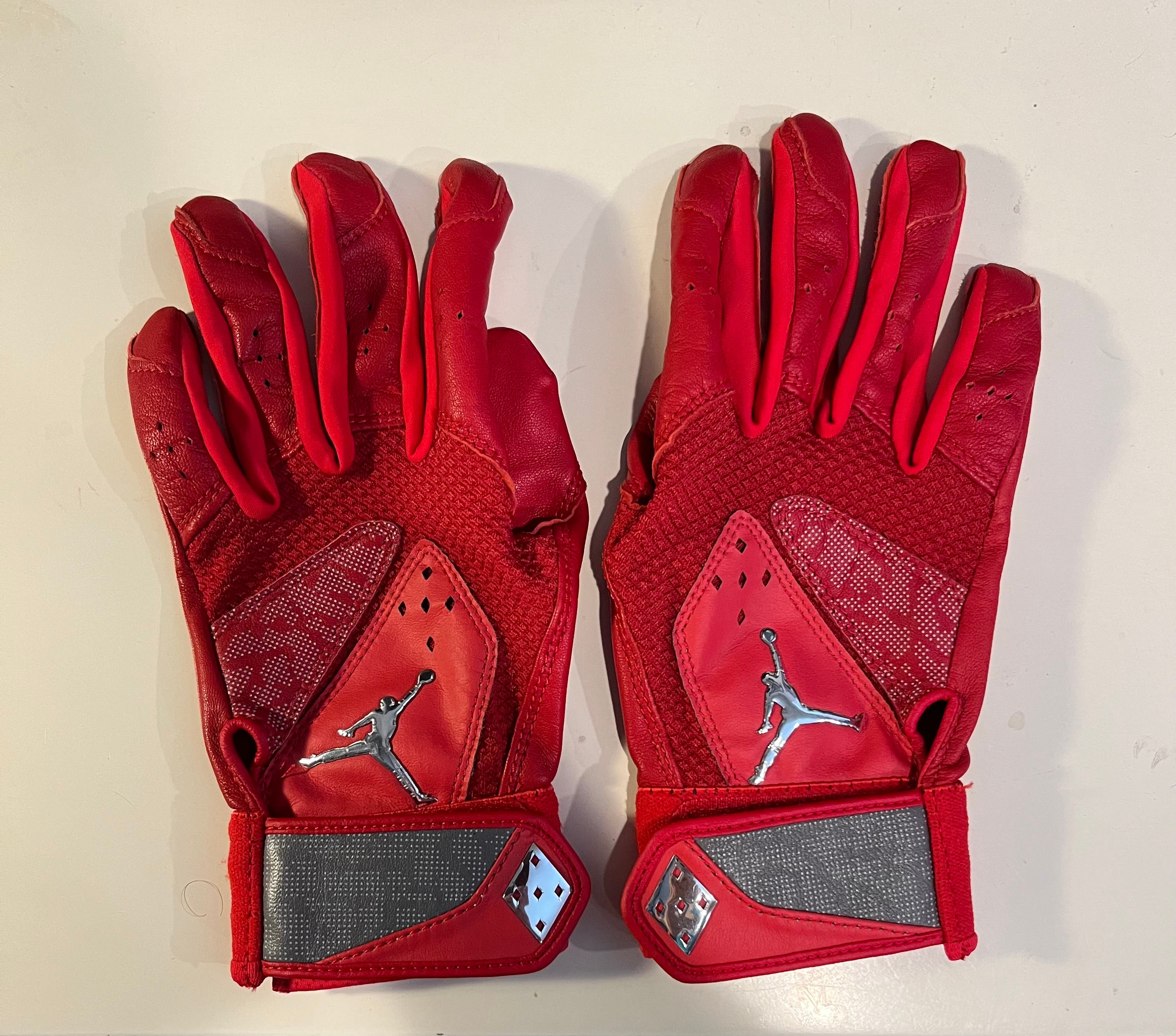 Pro Issued Jimmy Rollins Air Jordan Batting Gloves (red)