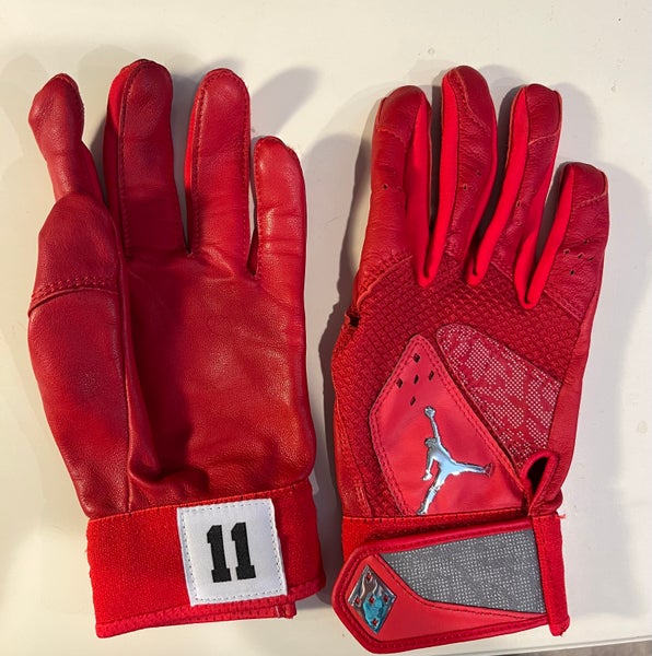 Pro Issued Jimmy Rollins Air Jordan Batting Gloves (red)