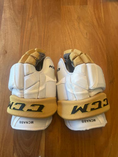 VGK game worn Brayden McNabb CCM HG12 hockey gloves.