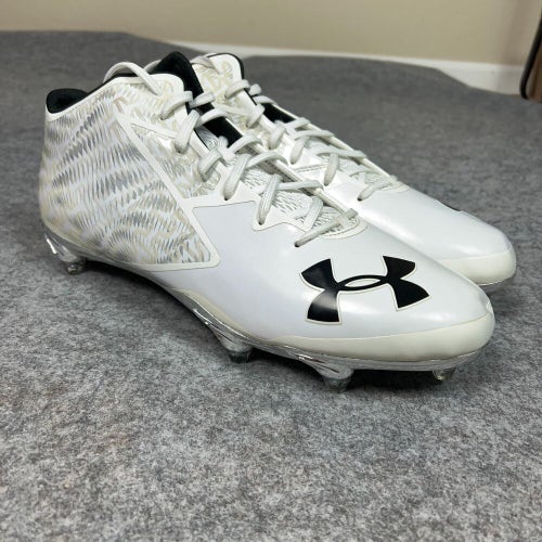 Under Armour Mens Football Cleat 15 White Black Lacrosse Shoe Low Clutch Fit