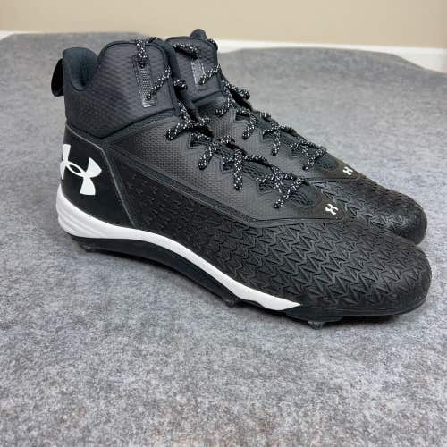 Under Armour Mens Football Cleat 16 Black White Shoe Lacrosse Mid Logo Sports