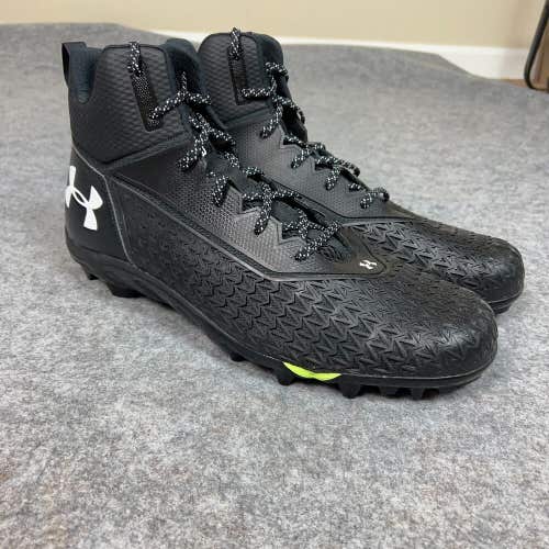 Under Armour Mens Football Cleat 16 Black White Shoe Lacrosse High Molded Pair A