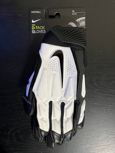 Nike Football D-Tack Defensive Tackle 6.0 Gloves Men's Size Medium Black / White