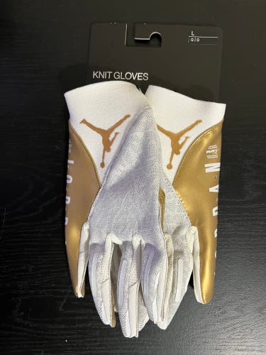 Nike Jordan Vapor Knit 4.0 Football Receiver Gloves Large White / Metallic Gold