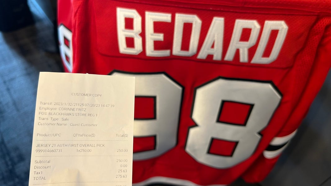 CONNOR BEDARD CHICAGO BLACKHAWKS AUTHENTIC ADIDAS JERSEY SIZE 46