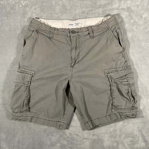Old Navy Lived-In Straight Cargo Shorts Mens 36 Ash Grey Built-In Flex 9" Inseam