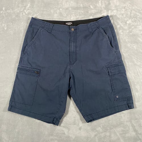 Levis DENIZEN Cargo Shorts Men 38 Stretch Blue 10" Inseam Zipper Utility Pockets