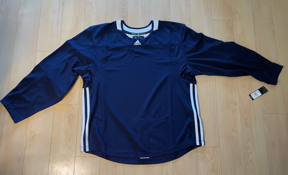 Adidas Men's Three Stripe Goalie Hockey Jersey Blue/White