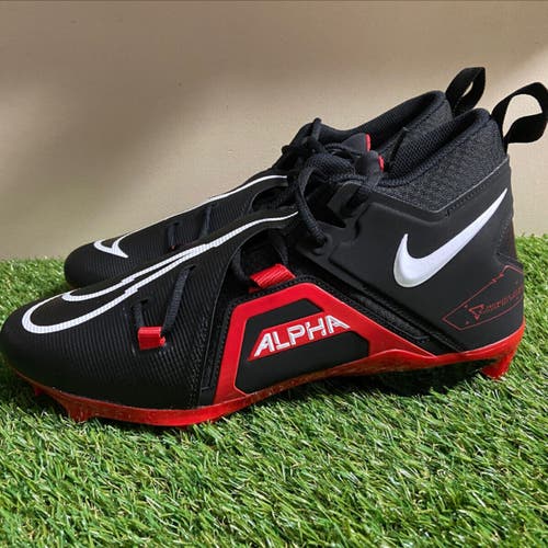 Nike Alpha Menace Pro 3 Football Cleats Mens Size 13.5 Black Red Bred CT6649-004