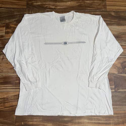 Vtg Y2K Nike Center Swoosh Check T-Shirt Men's Sz XL White Long Sleeve Gray Tag