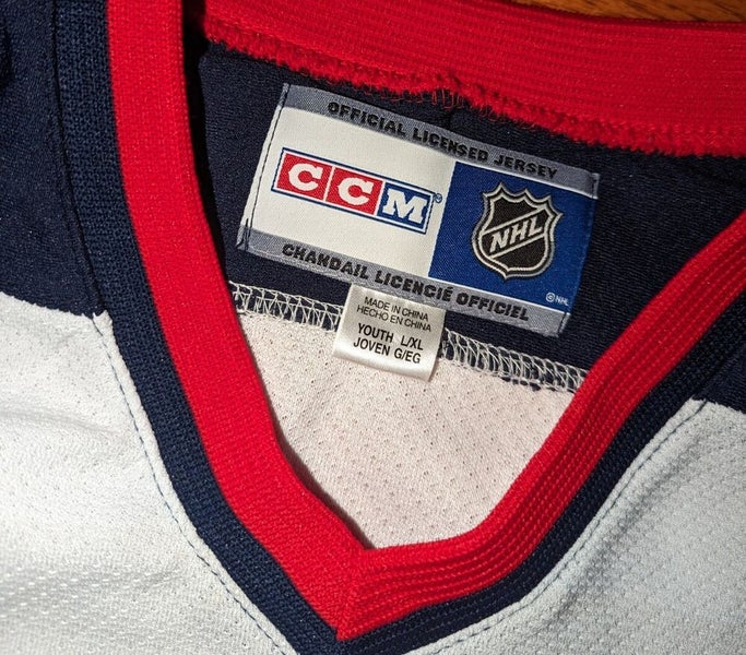 Vintage Dan Fritsche Auto Columbus Blue Jackets White Jersey CCM NHL Youth  L/XL