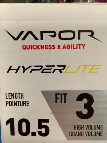 New Bauer Vapor Hyperlite Hockey Skates Size 10.5 FIT 3 with Pulse steel in size 296mm