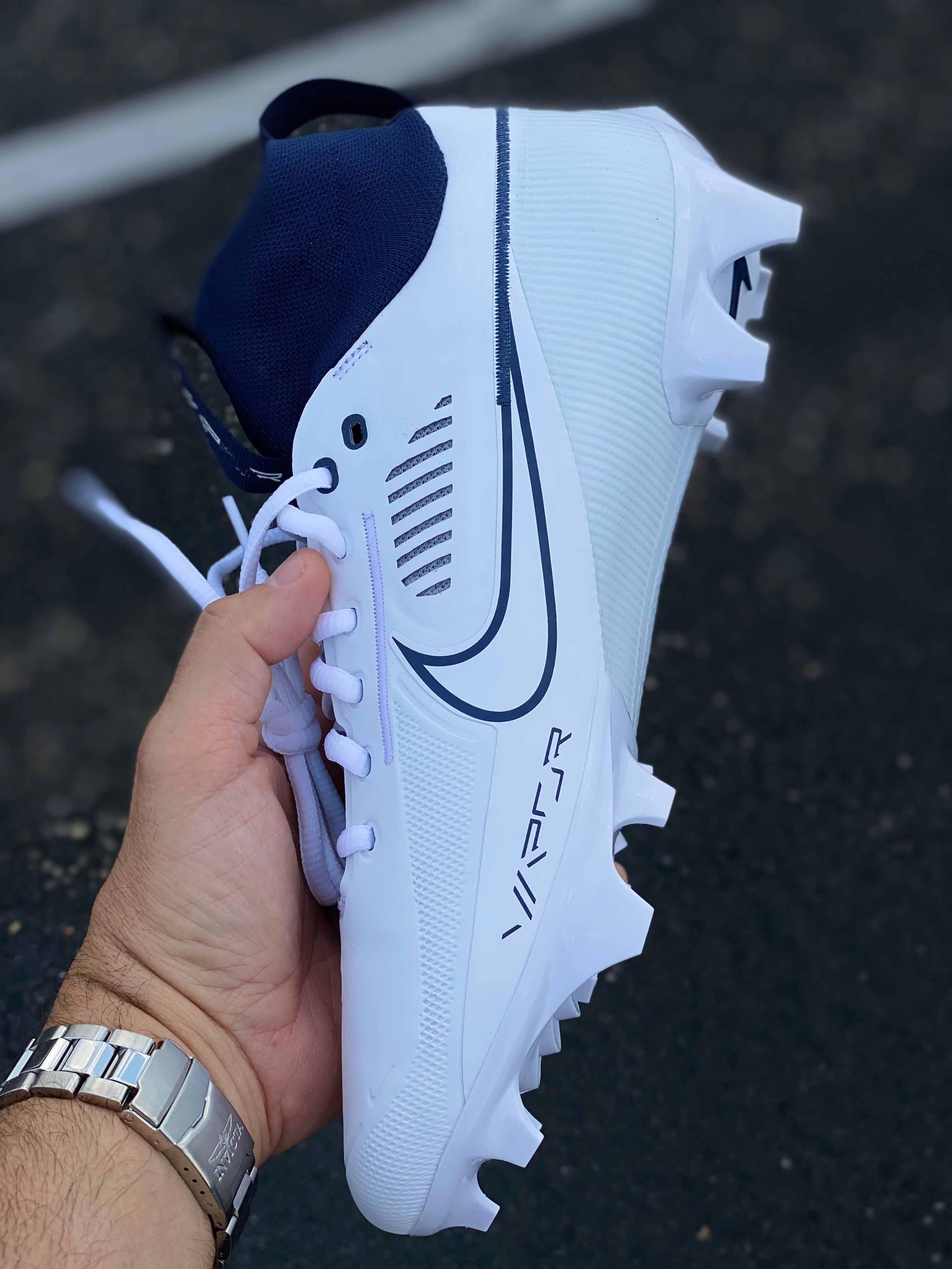 Nike Men's Vapor Edge Pro 360 2 Football Cleats, Size 10, White/Navy