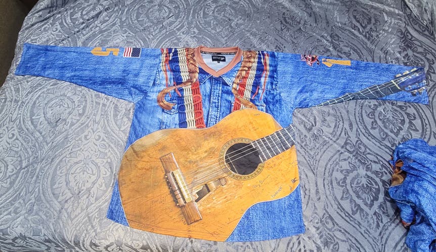 Blue New XL Adult Unisex WILLIE NELSON TRIBUTE HOCKEY JERSEY #17 CUSTOM UNIQUE 3RD LINE HOCKEY