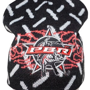 Vintage PBR Beanie Cap - Professional Bull Riders Black Sports Hat One Size 2005