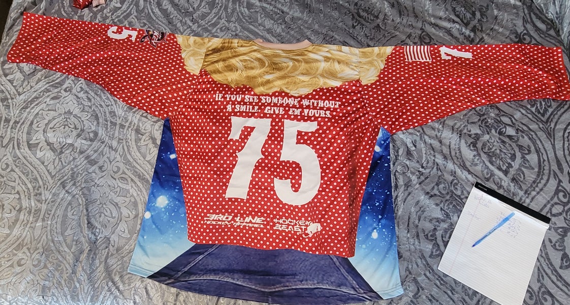 Red New Jersey DOLLY PARTON TRIBUTE HOCKEY JERSEY XXXL #75 CUSTOM