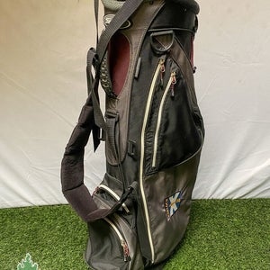 Used Titleist Golf Cart/Carry Stand Bag 6-Way Divided Black/Grey Strap