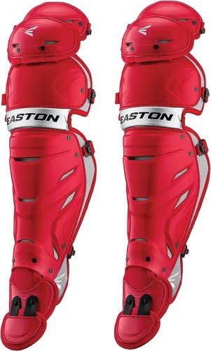 NWT Easton Pro X Catcher's Leg Guards Red/Silver Adult (Ages 15+)
