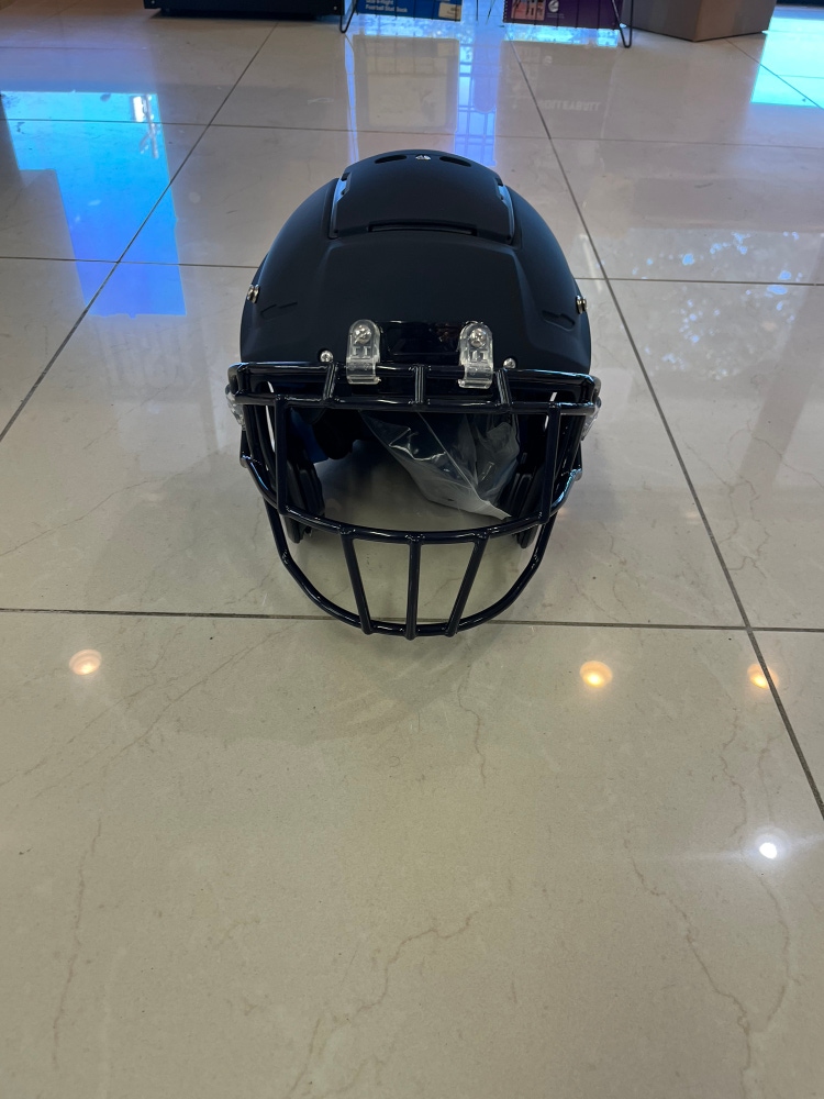 New Schutt F7 Collegiate Football Helmet Painted Matte Dark Navy with Navy Facemask Size Large