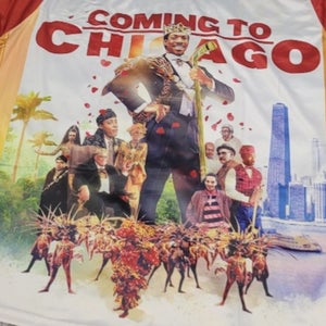 COMING TO CHICAGO (COMING TO AMERICA) TRIBUTE HOCKEY JERSEY L #3 CUSTOM UNIQUE