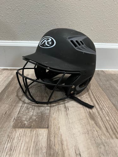C1-1 Used 6 3/8 - 7 1/8 Black Rawlings Batting Helmet R16J-R1