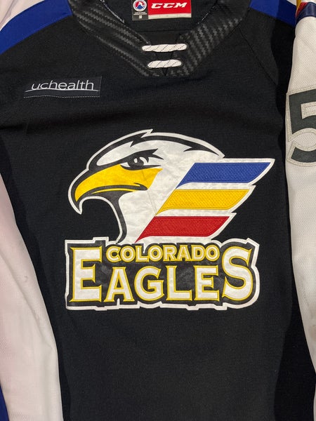 Game Used CCM Colorado Eagles Game Jerseys Blue, White & Black