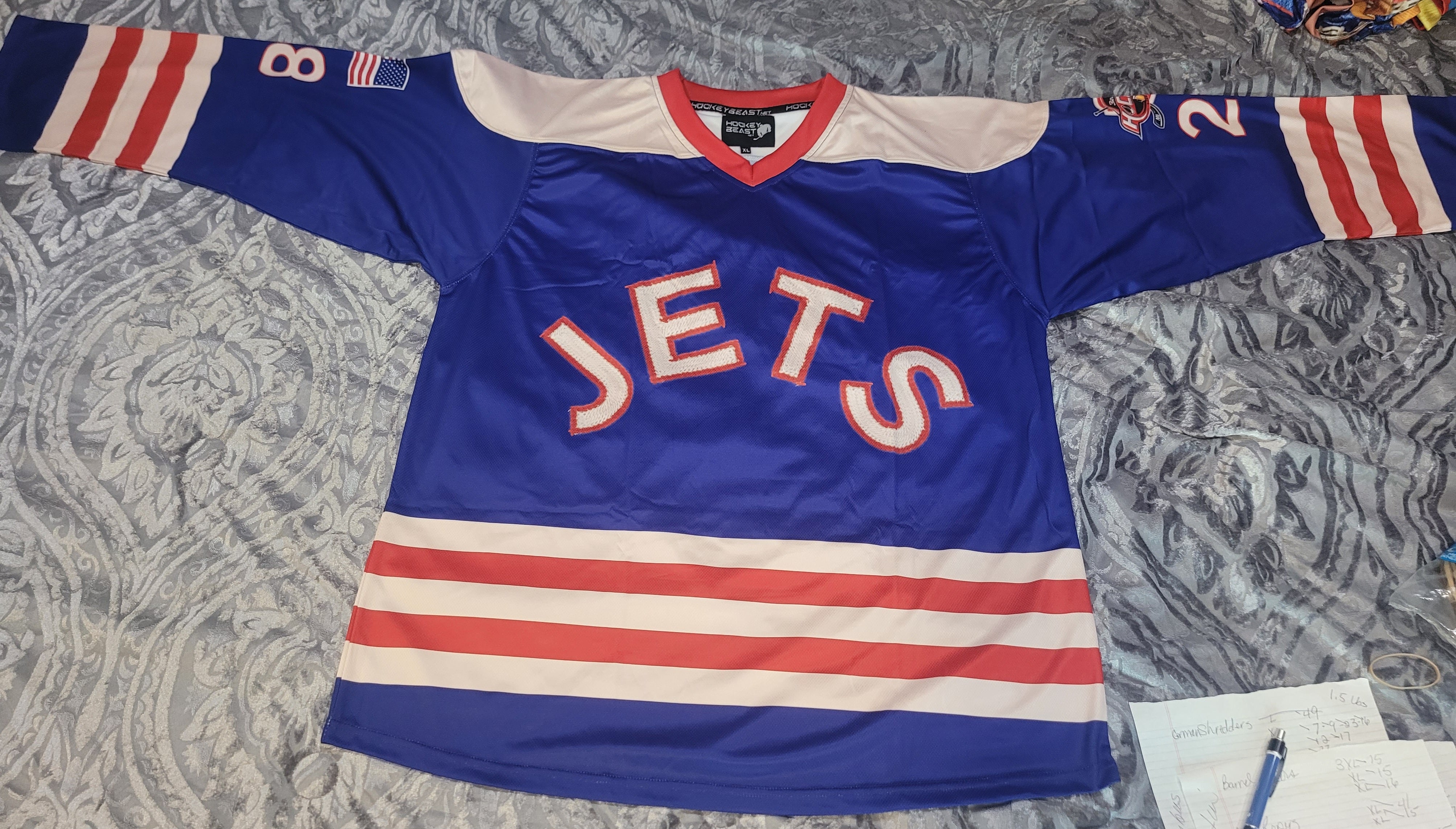 3rd Line Hockey New XL Adult Unisex Jets Jersey #9 Retro Hockey CUSTOM  UNIQUE