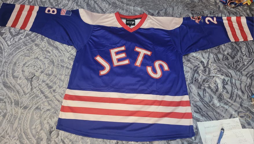 3rd Line Hockey New XL Adult Unisex Jets Jersey #28 Retro Hockey CUSTOM UNIQUE