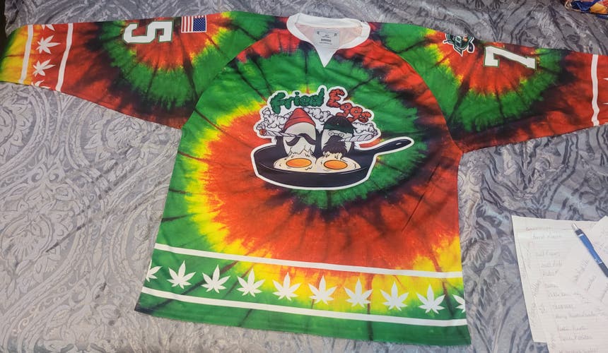 New XXXL Adult Unisex Fried Eggs 420 Rasta Cheech & Chong Jersey #75 CUSTOM UNIQUE