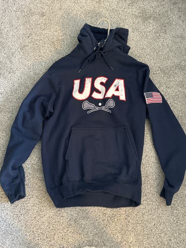 Lax Unlimited USA Adult Medium Sweatshirt Navy Blue