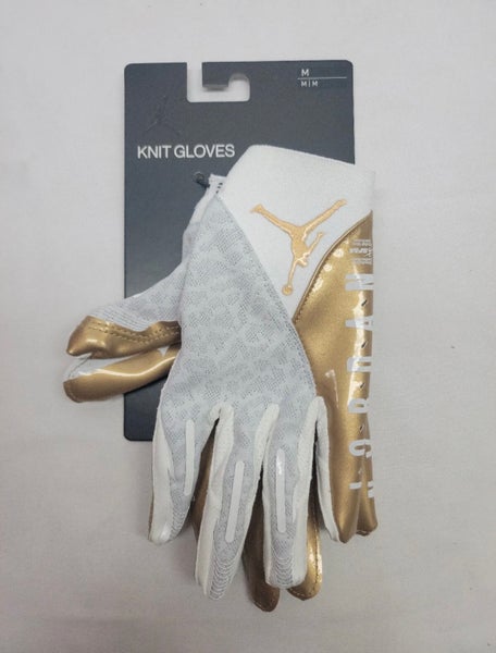 Size Medium Nike Jordan Vapor Knit 4.0 Football Gloves White/Gold. $65