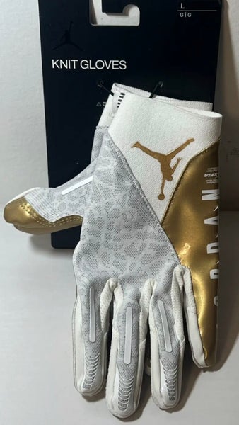 Size Large Nike Jordan Vapor Knit 4.0 Football Gloves White/Gold. $65