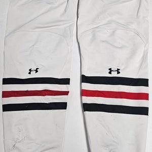 UNDER ARMOUR CUSTOM HOCKEY SOCKS NORTHEASTERN UNIVERSITY EXTRA LARGE WHITE USED XL (10990)