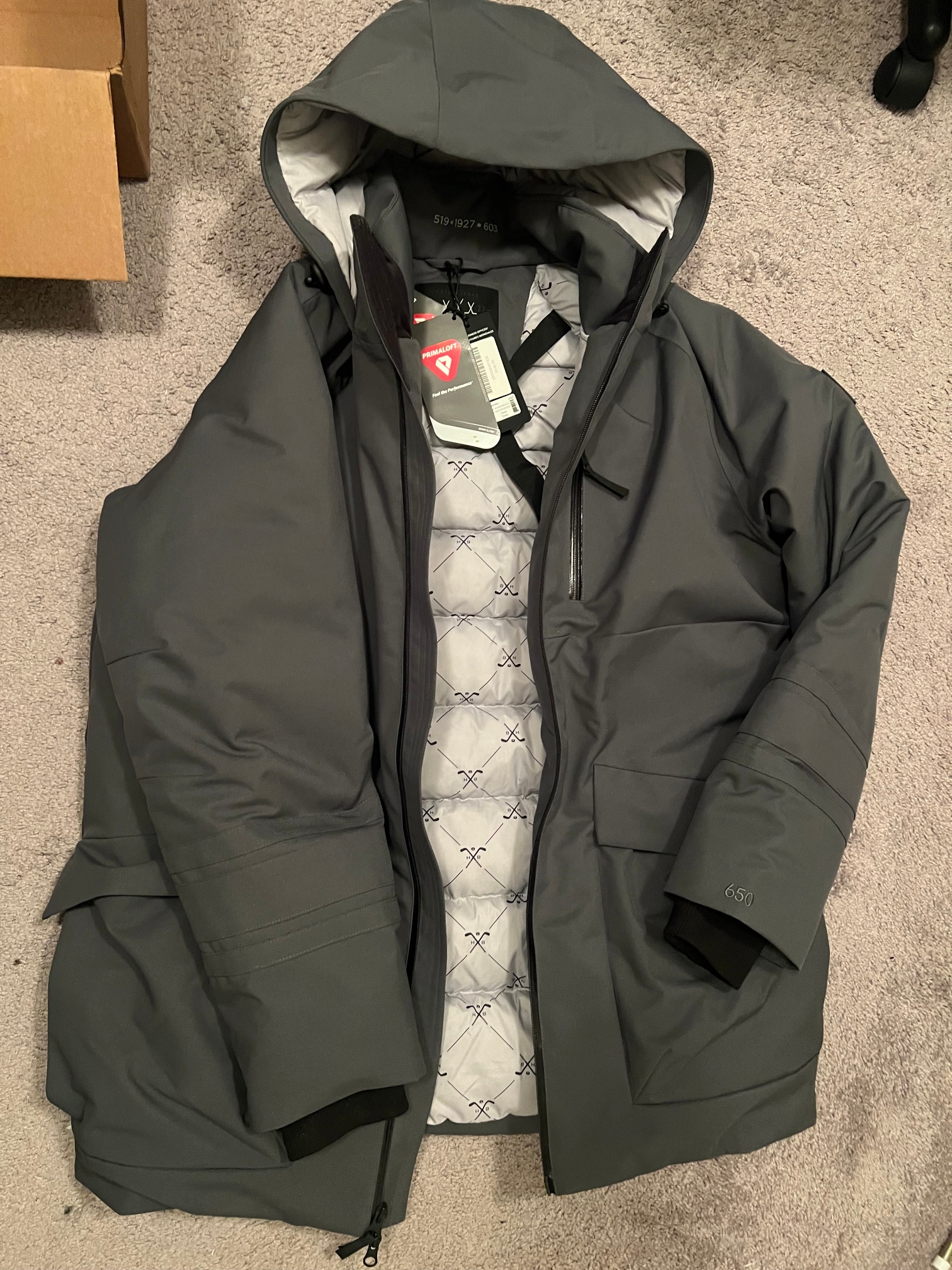 Gray New XL Men's Bauer Hooded Parka jacket