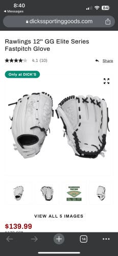 Used Rawlings Right Hand Throw Gg elite Softball Glove 12"