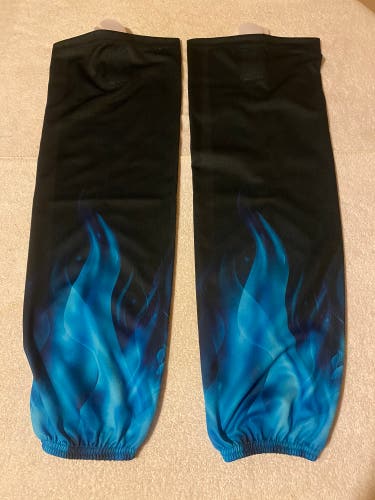 Blue Flames Adult 31” Edge Style Ice Hockey Socks Brand New